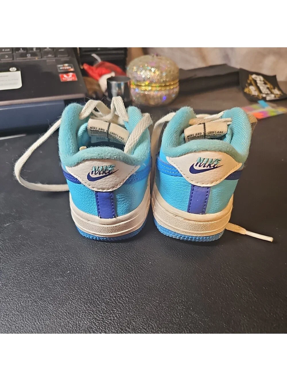 Nike Force 1 LV8 2 Little Kids Blue And White Low Top Lace Up Sneakers Size 8C